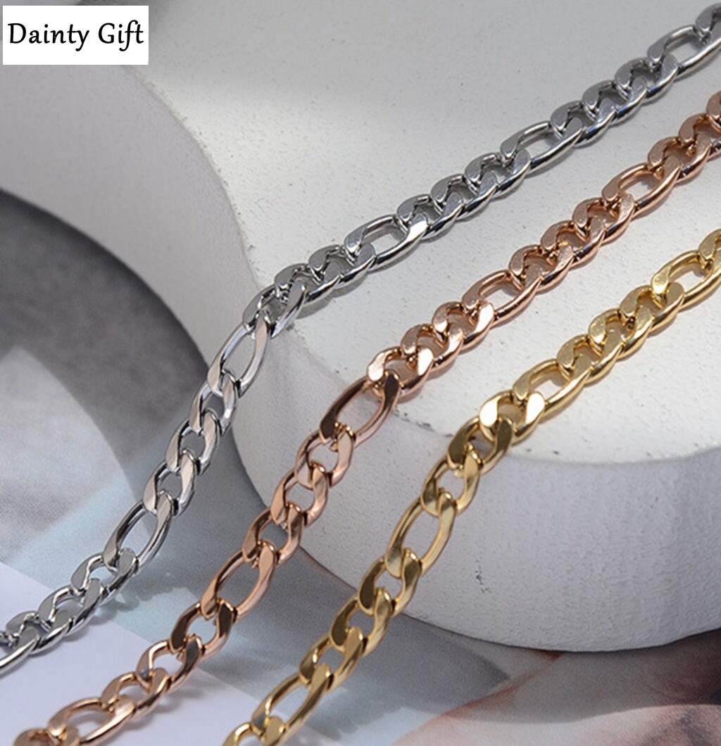 Women Girl Titanium Stainless Steel 3.5 mm Figaro Chain Anklet Bracelet 8-9.75″