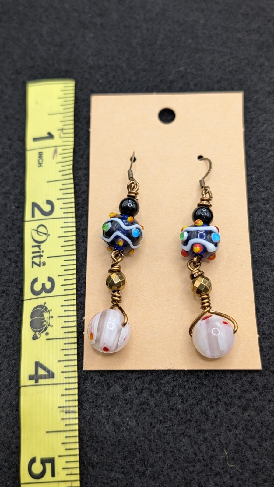 Women’s Artisan Stylish Fun Glass Mixed Beaded Drop Dangly Hook Earrings
