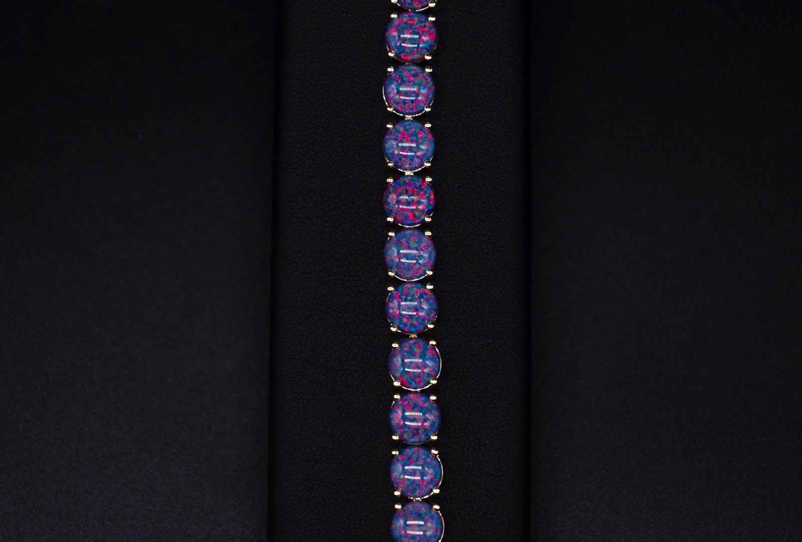 Natural Black Opal Bracelet, Tennis Bracelet, Silver October Birthstone, Opal