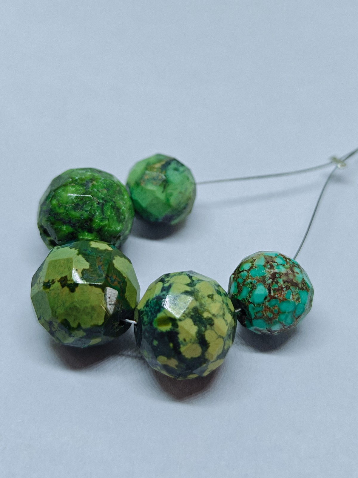 Natural Turquoise Faceted Round Beads Loose Hubie Green Gemstone For Jewelry 58C