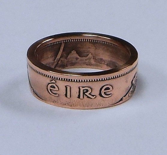 “Sealed” Ireland Ring hand made from Irish half Penny coin in sizes 6-14