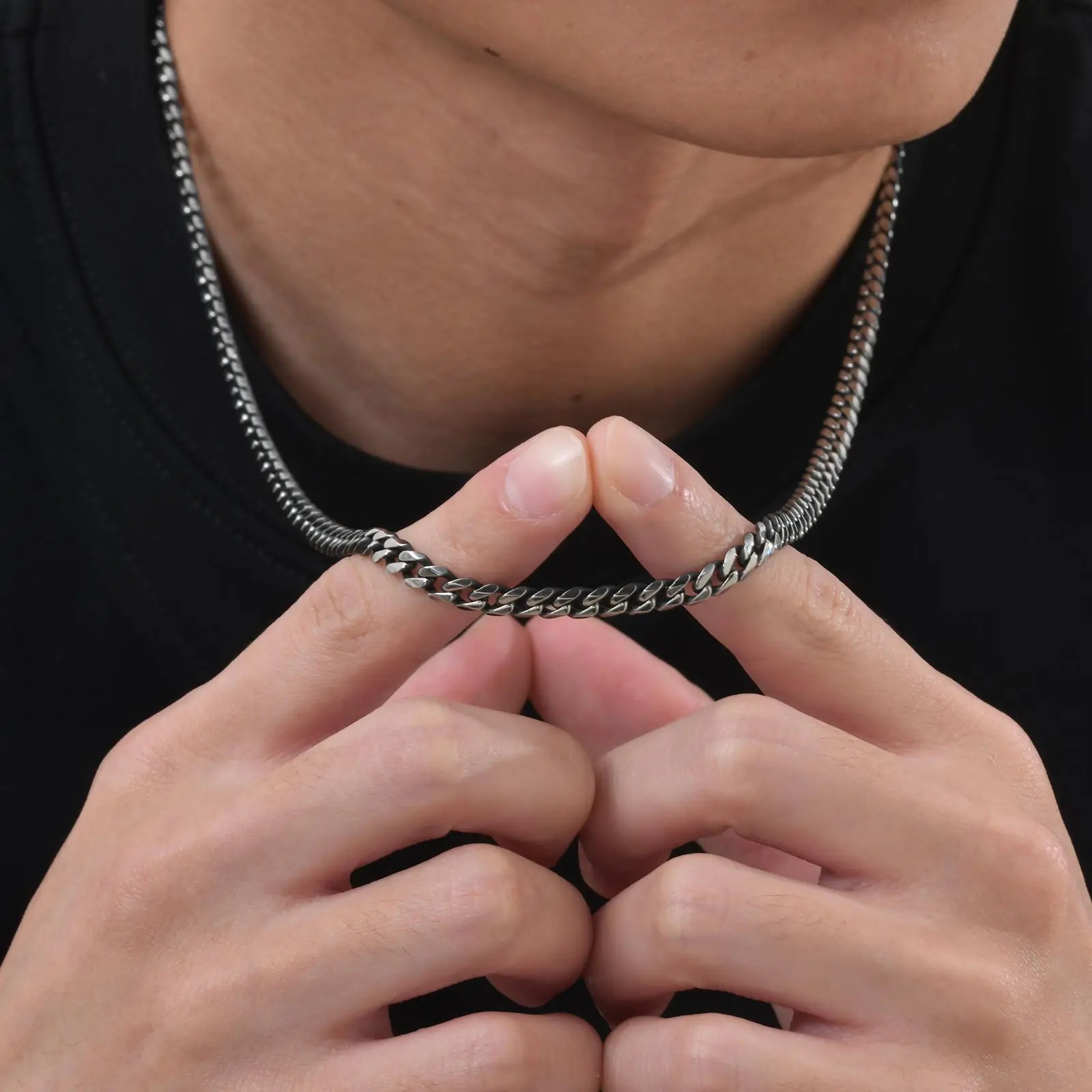 Cuban Chain Link Curb Necklace Men Women Punk Surgical Stainless Steel 2-15mm