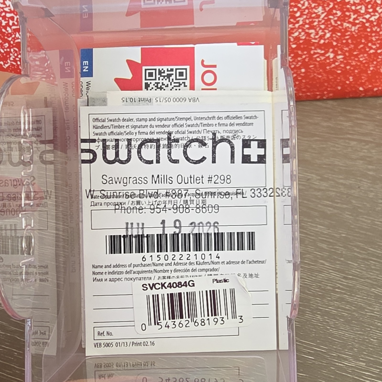 Swatch Chronograph Quartz Gold Dial/Case 40-43.9mm Clear Plastic Strap