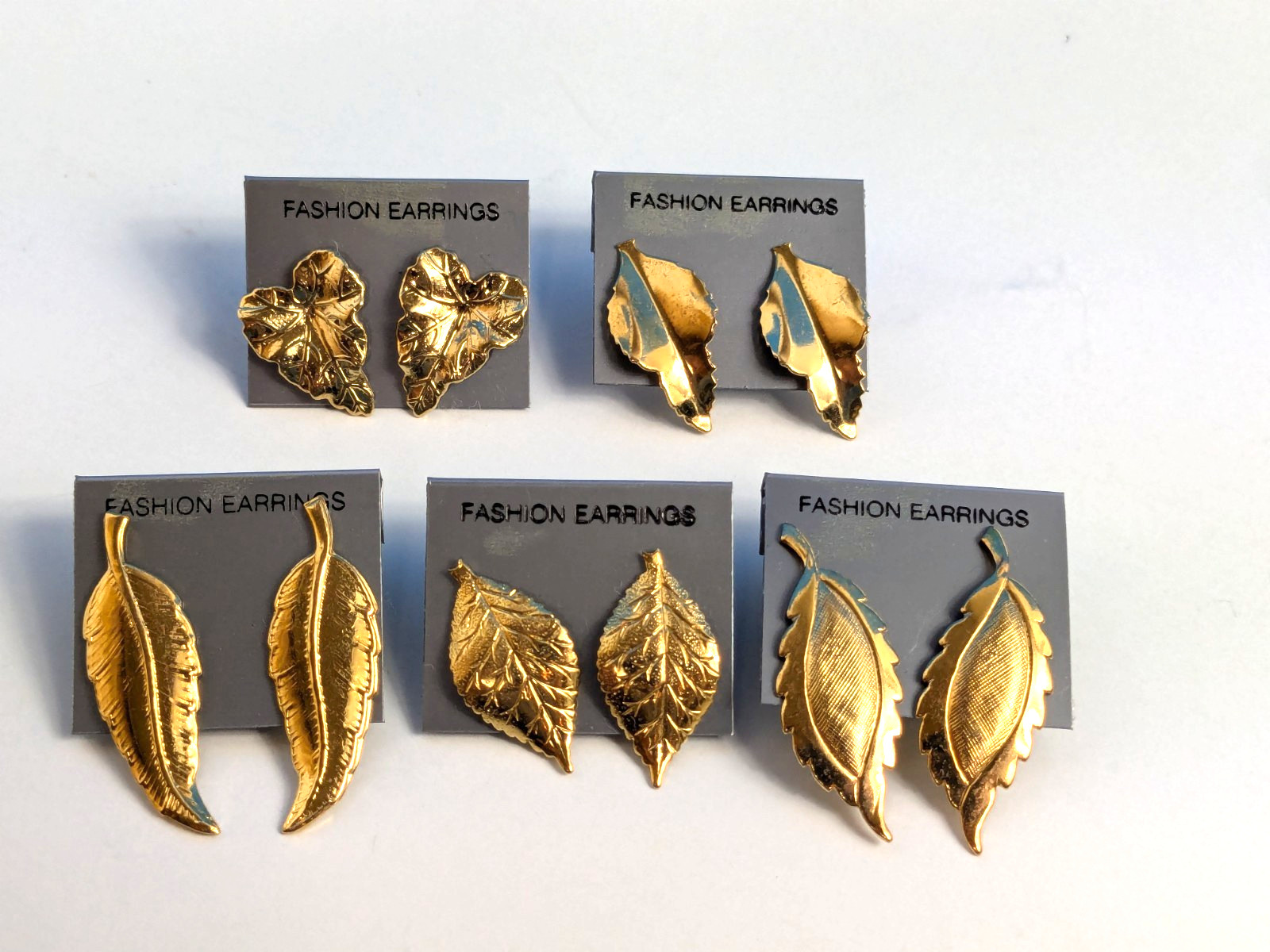 Leaf Leaves Tree Plant Vintage 80s Earrings 5 pair Lot