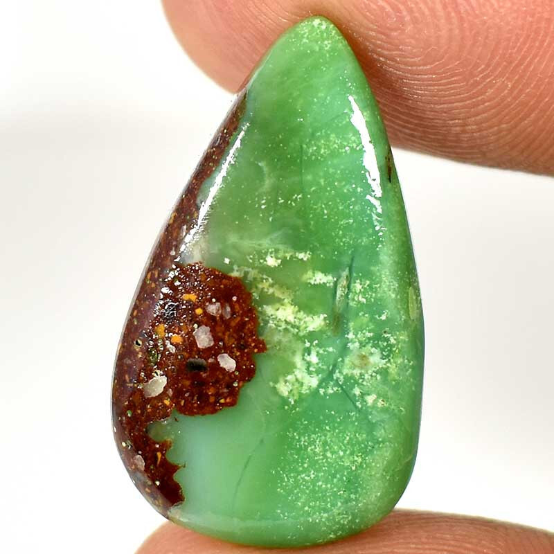 Green Chrysoprase Pear Cabochon 100% Natural Loose Gemstone 13.90Cts.