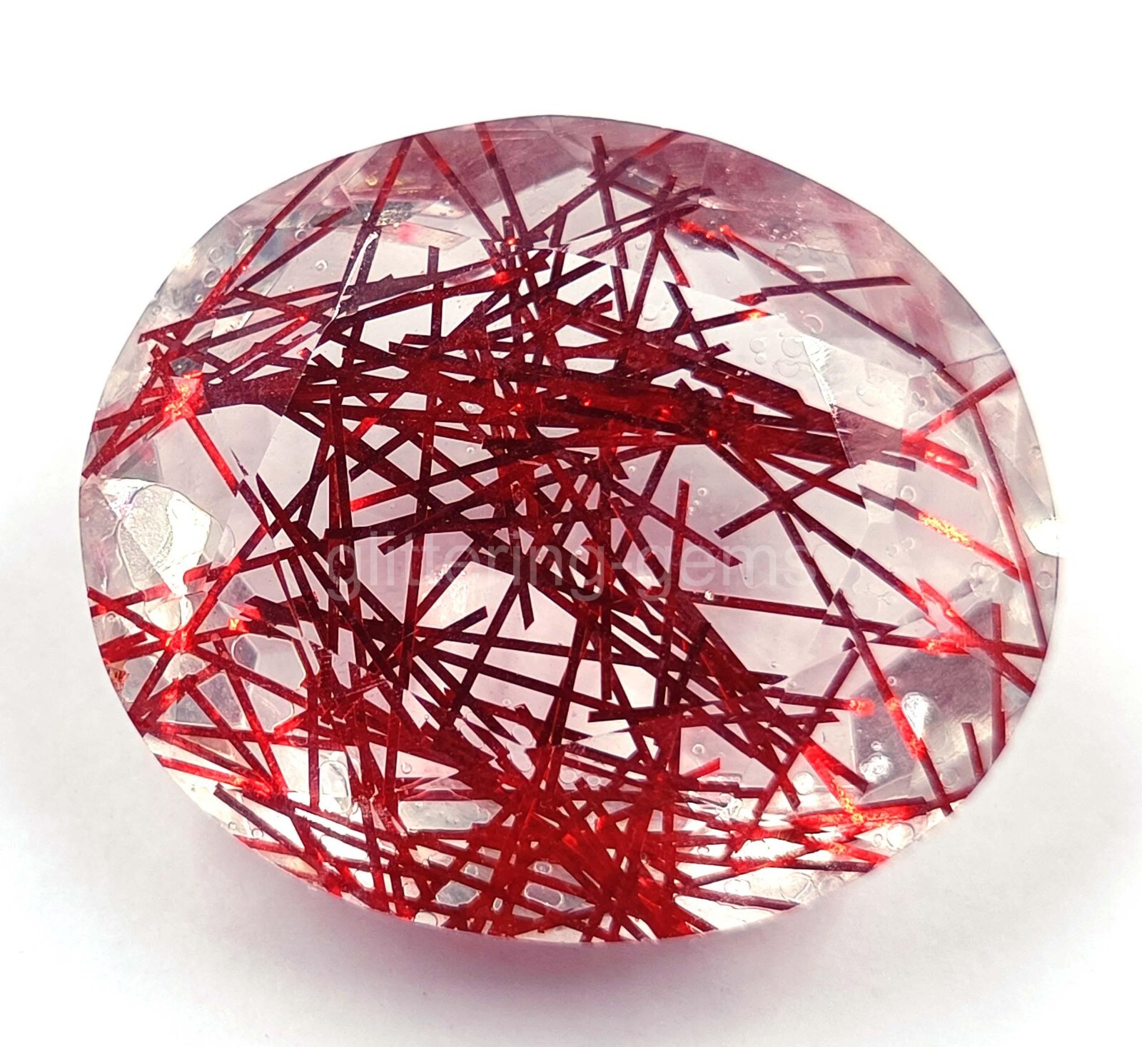 Oval Cut 101.60Ct Red Rutilated Quartz Certified Transparent Loose Gemstone 5AIZ