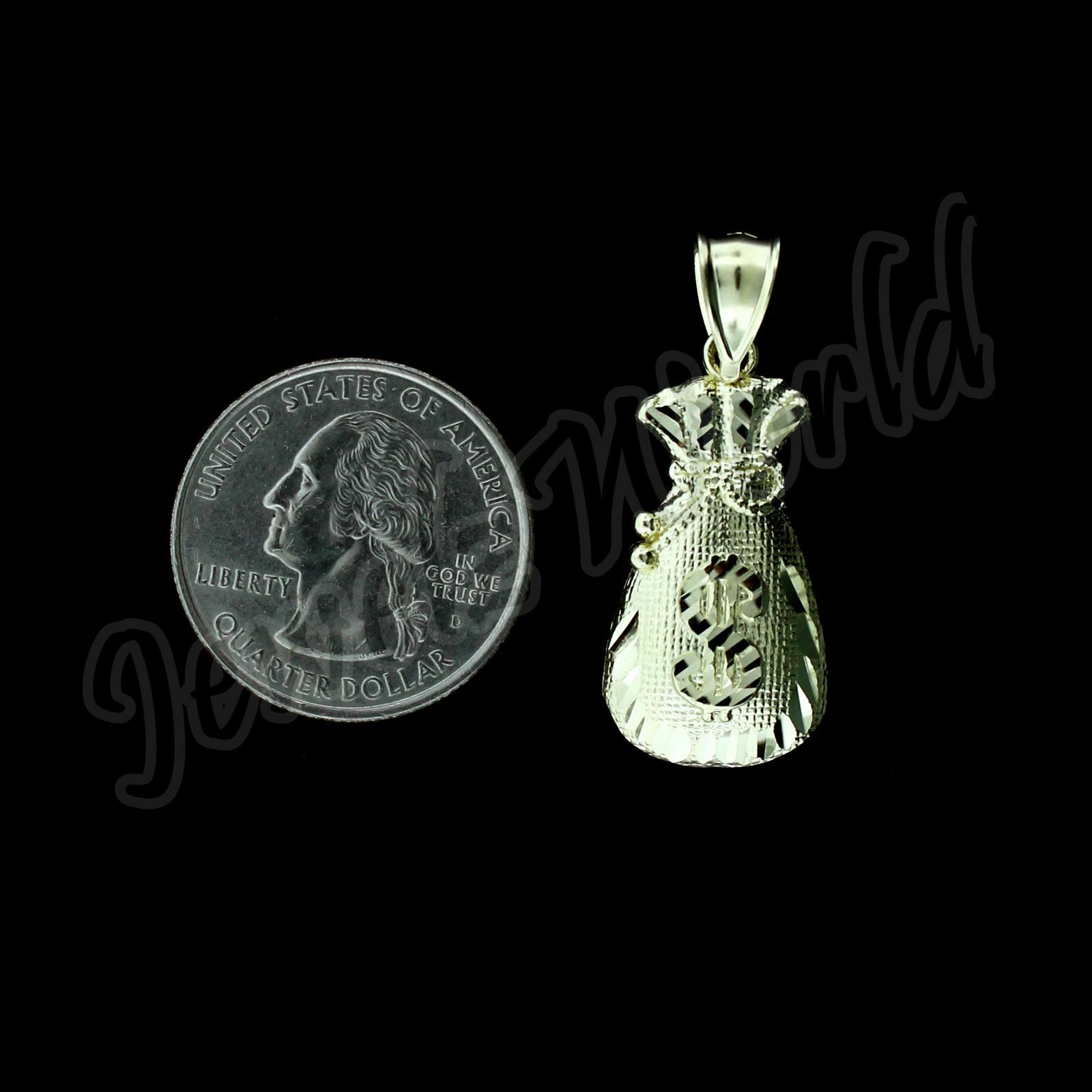 10K Yellow Gold Men’s Money Bag Pendant Diamond Cut, Brand New, 10KT Real Gold