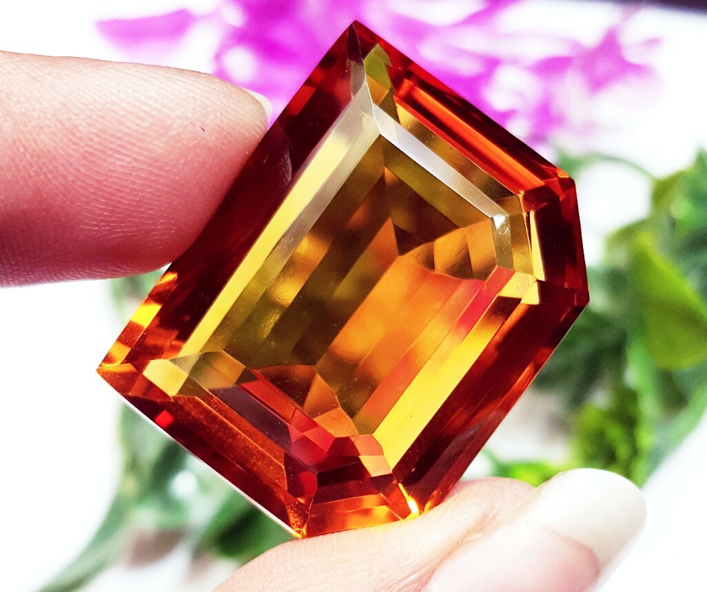 Natural Orange Topaz 57.55 Cts Certified Loose Gemstone Fancy Shape ~ Free Gift