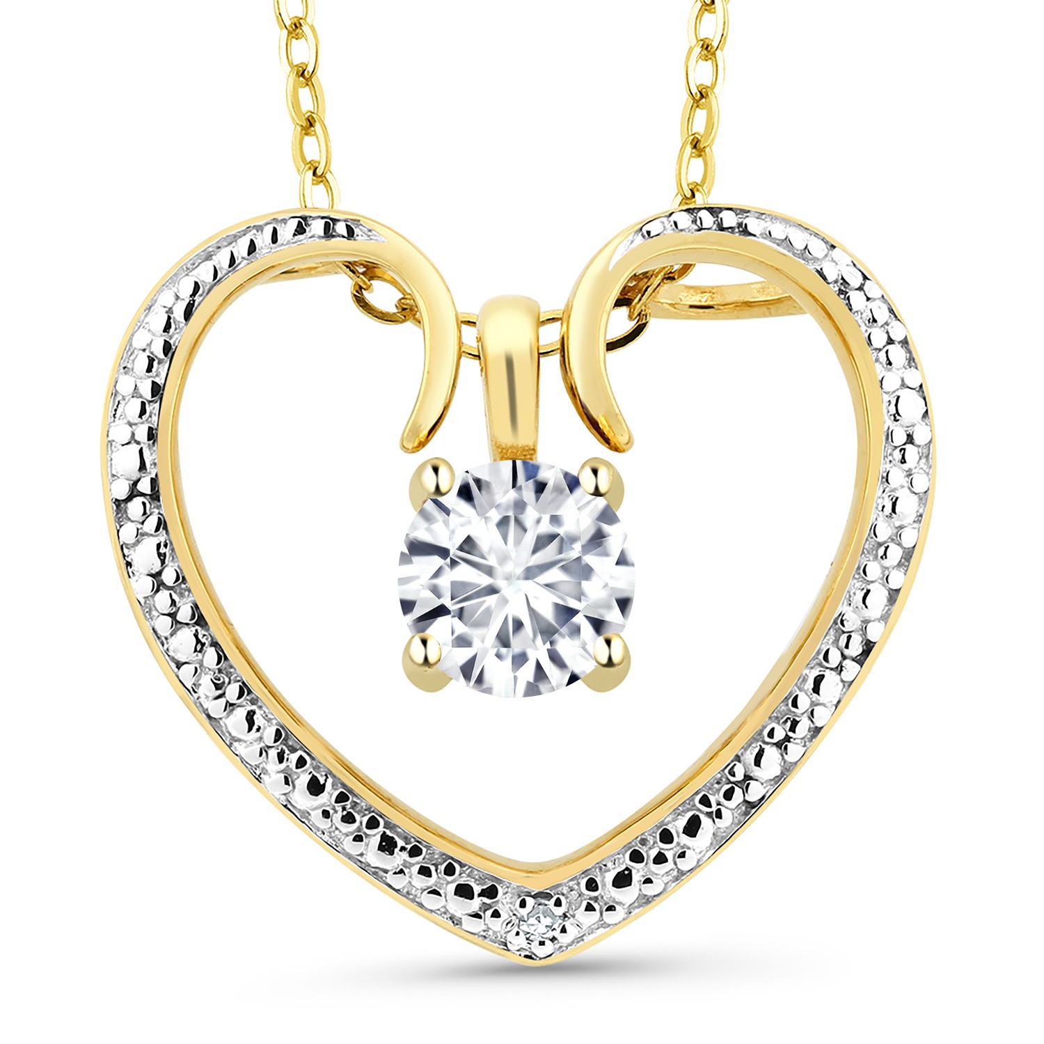 0.50 Ct E-F Lab Grown Diamond 18K Yellow Gold Plated Silver Pendant With Chain