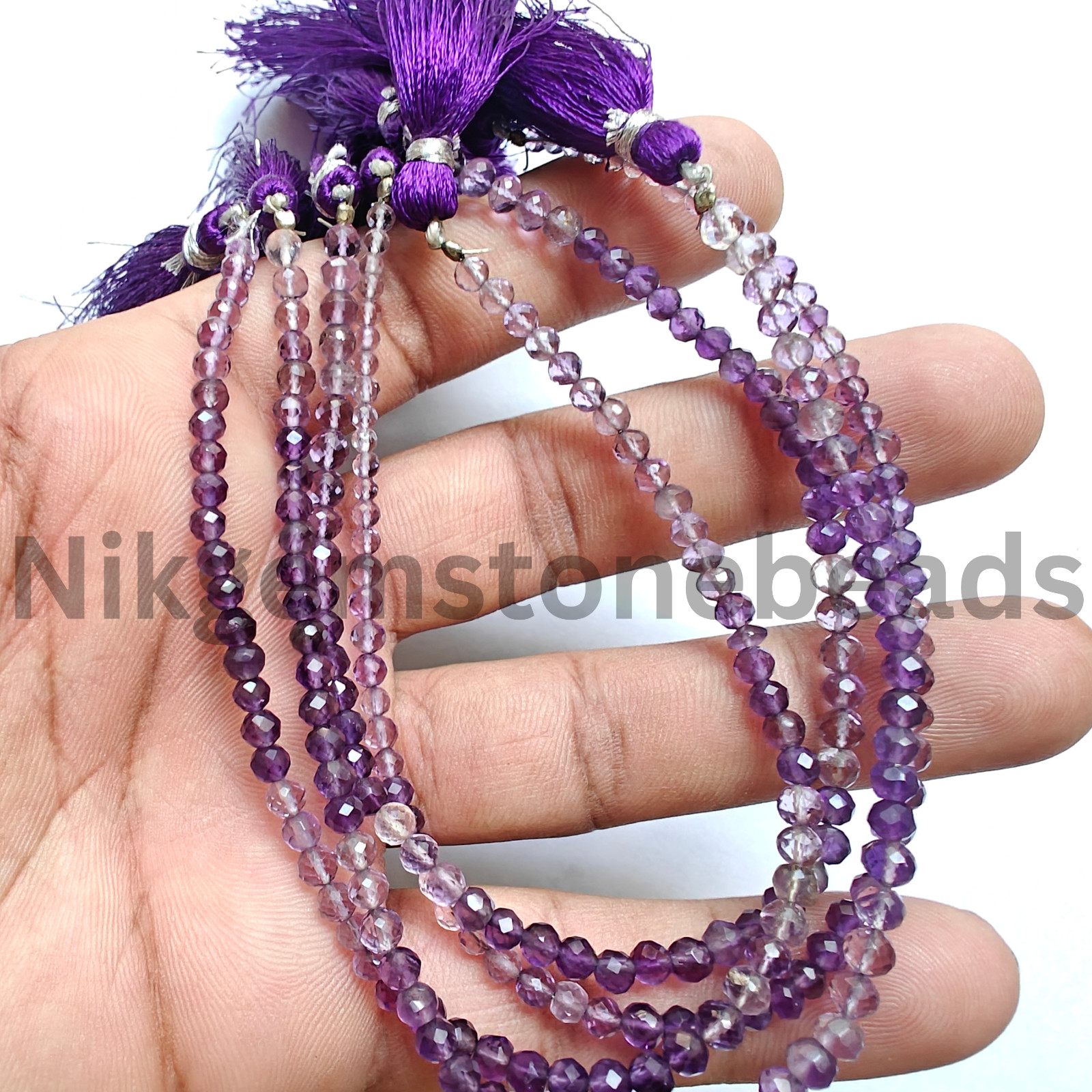 Natural Shaded Pink Amethyst Beads, Briolette Faceted Round Ct Gems, 3.75-4.25MM