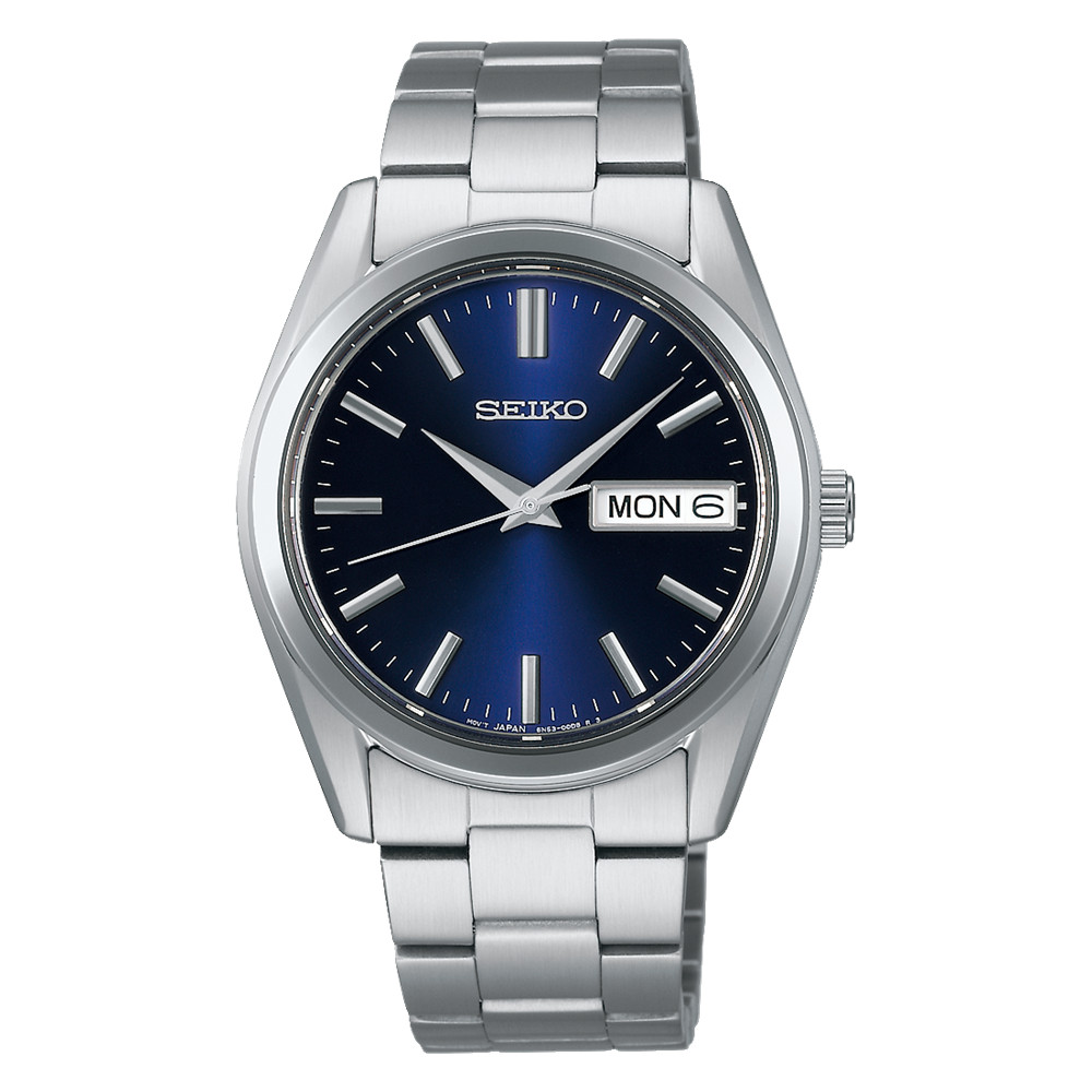 SEIKO SELECTION S SBTH009 Stainless Steel Day Date Quartz Watch Blue Dial 37.4mm