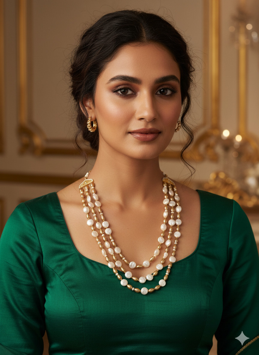 Handmade Beaded Natural Stones Necklace Mala Artificial Stones Pearls Necklace