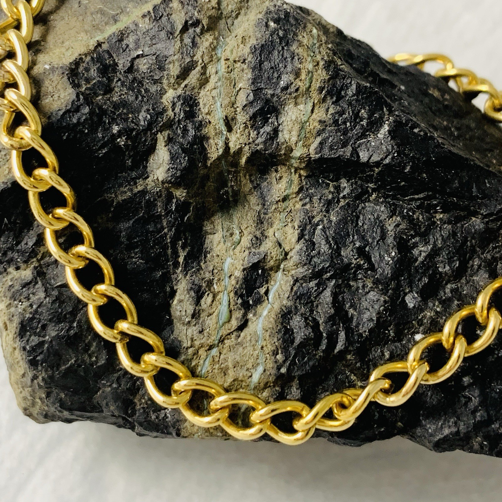VTG Chain Bracelet Charm 12k Gold Filled 4mm Shiny Spring Ring 3.13gr 7.5”