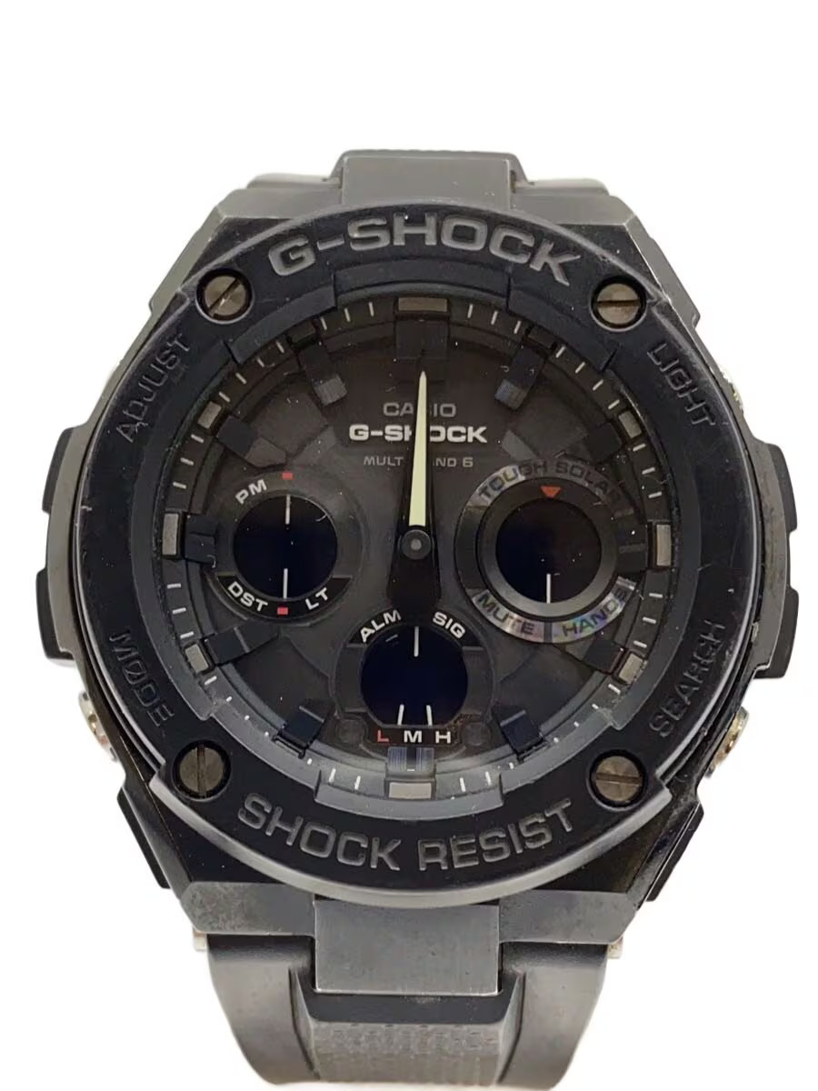 CASIO G SHOCK Solar Watch Digital Analog Rubber BLK BLK GST W100G