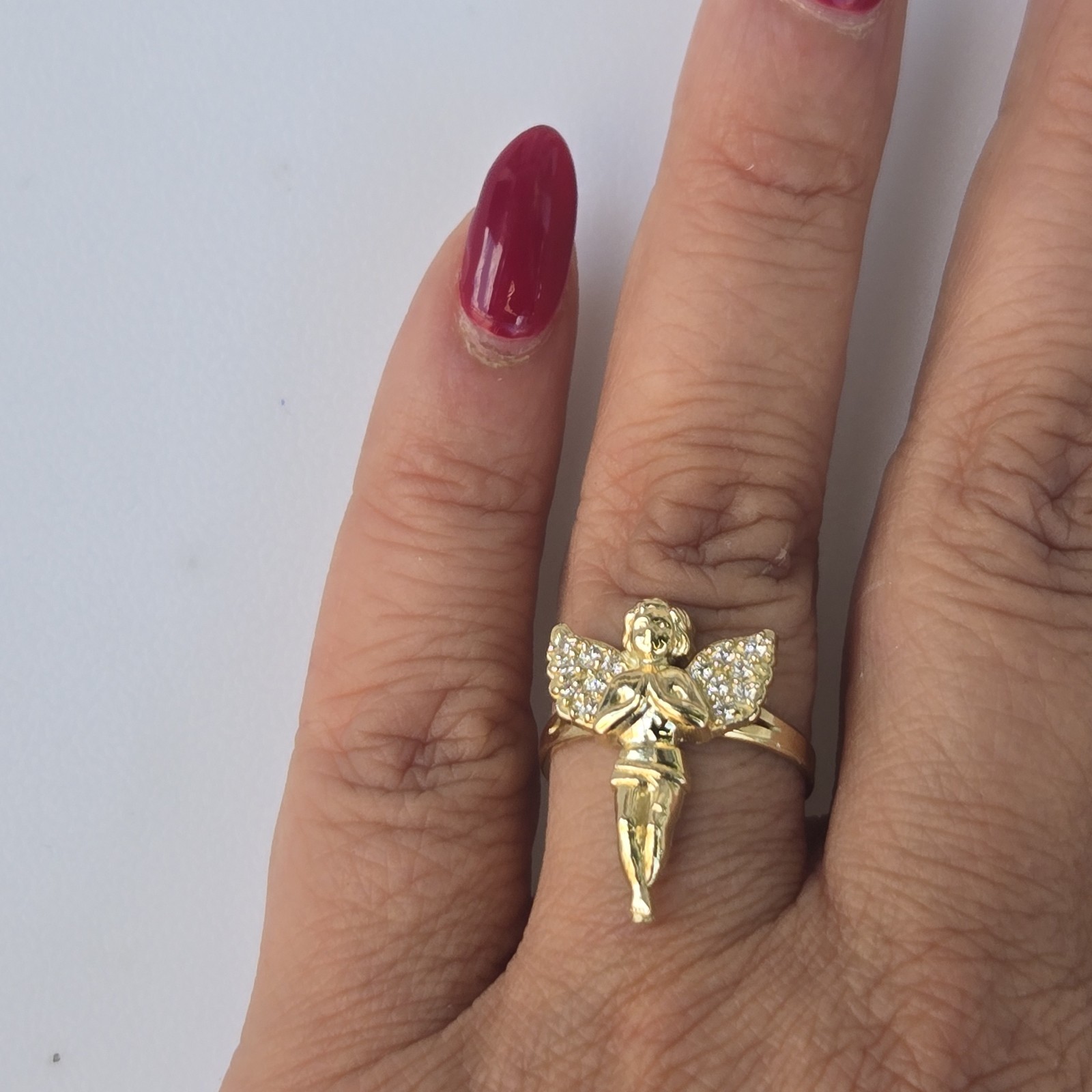 Solid 10k yellow Gold Praying Angel Ring
