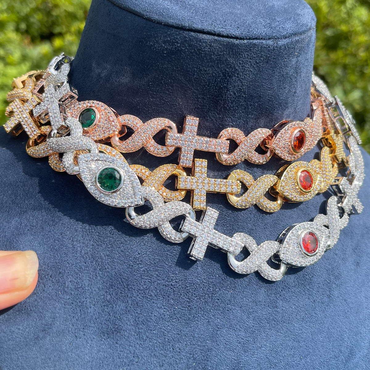 Good VS Evil | Evil Eye Infinity Cross Cuban Link Luxury Hip Hop Chain Necklace