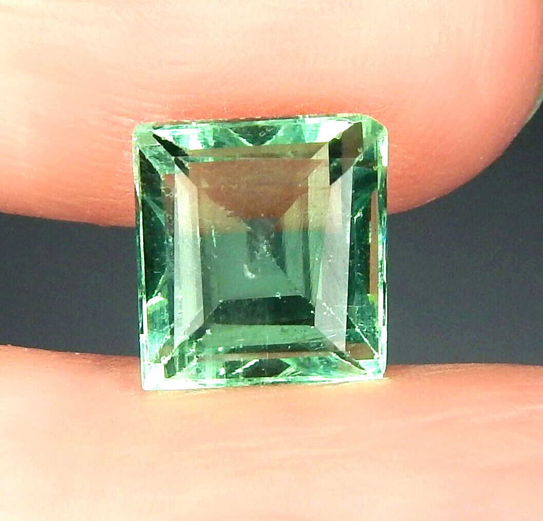 4.4ct VVS Teal Blue Green Fluorite Natural Earth Mined Unheated Faceted Baguette