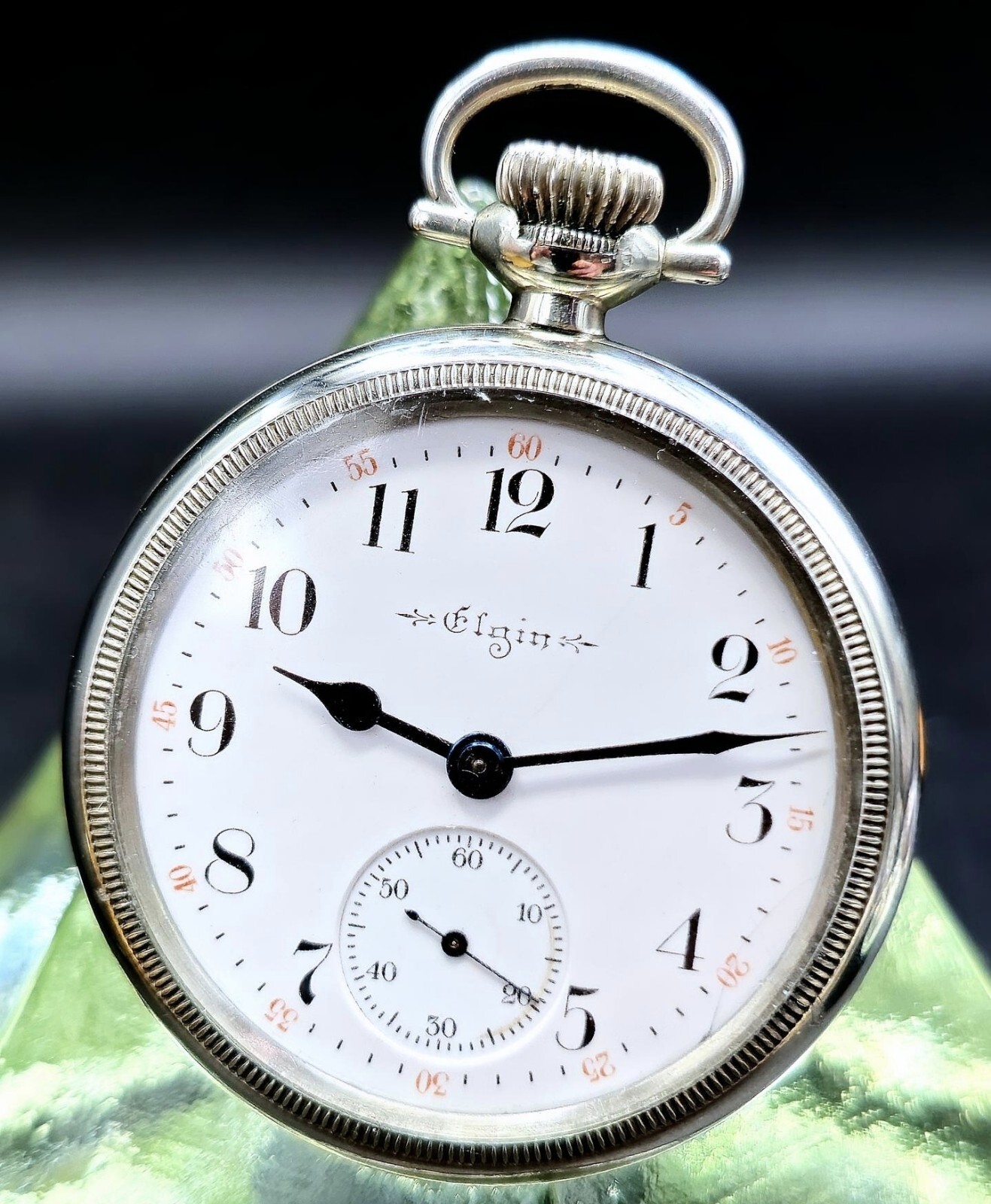 Vintage ELGIN Porcelain Dial 1884 Gilt Movement 16S Lever Set Pocket Watch !!