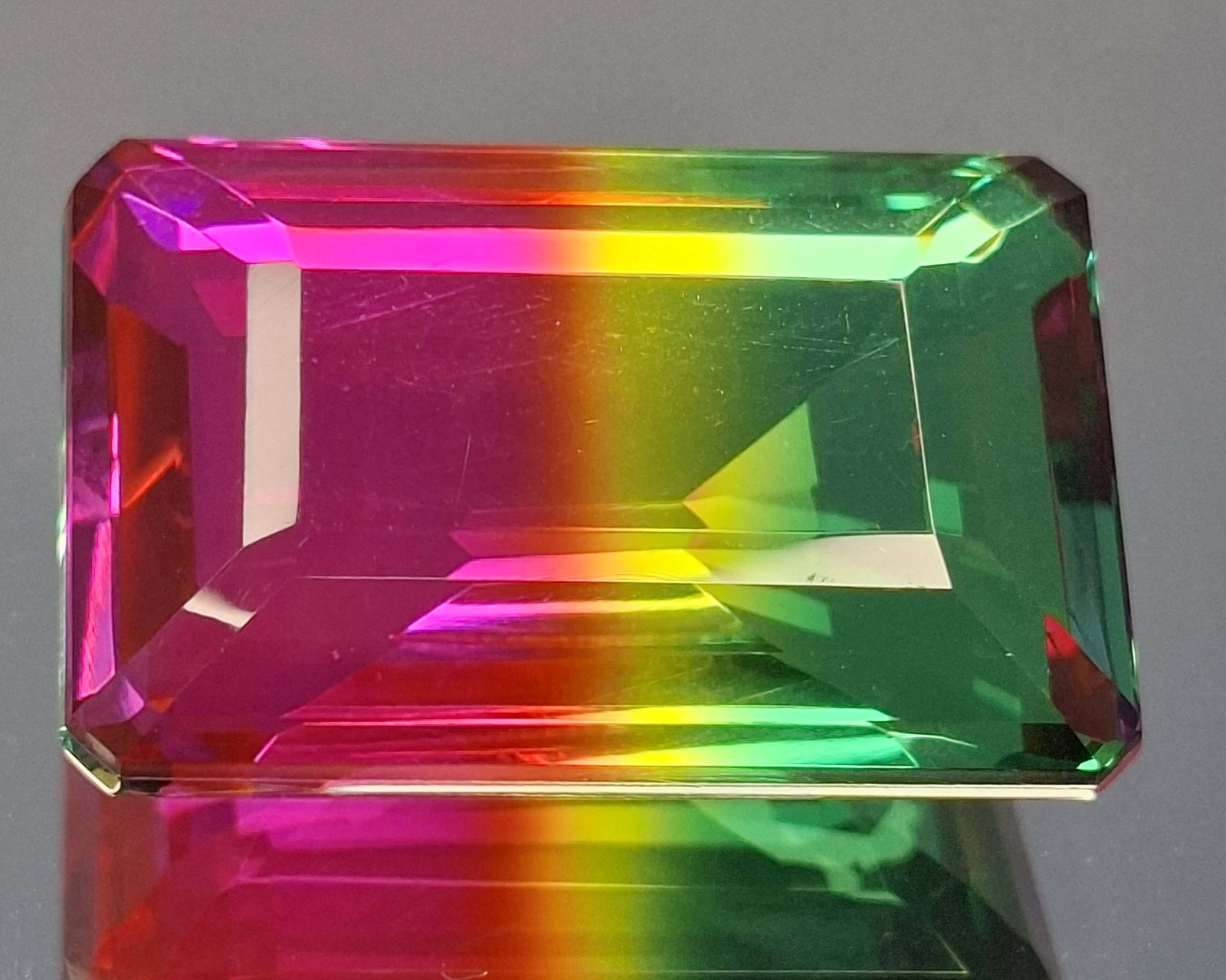 Emerald Cut Natural Tourmaline Multi Colour 91-93 Ct Loose Gemstone RK1112