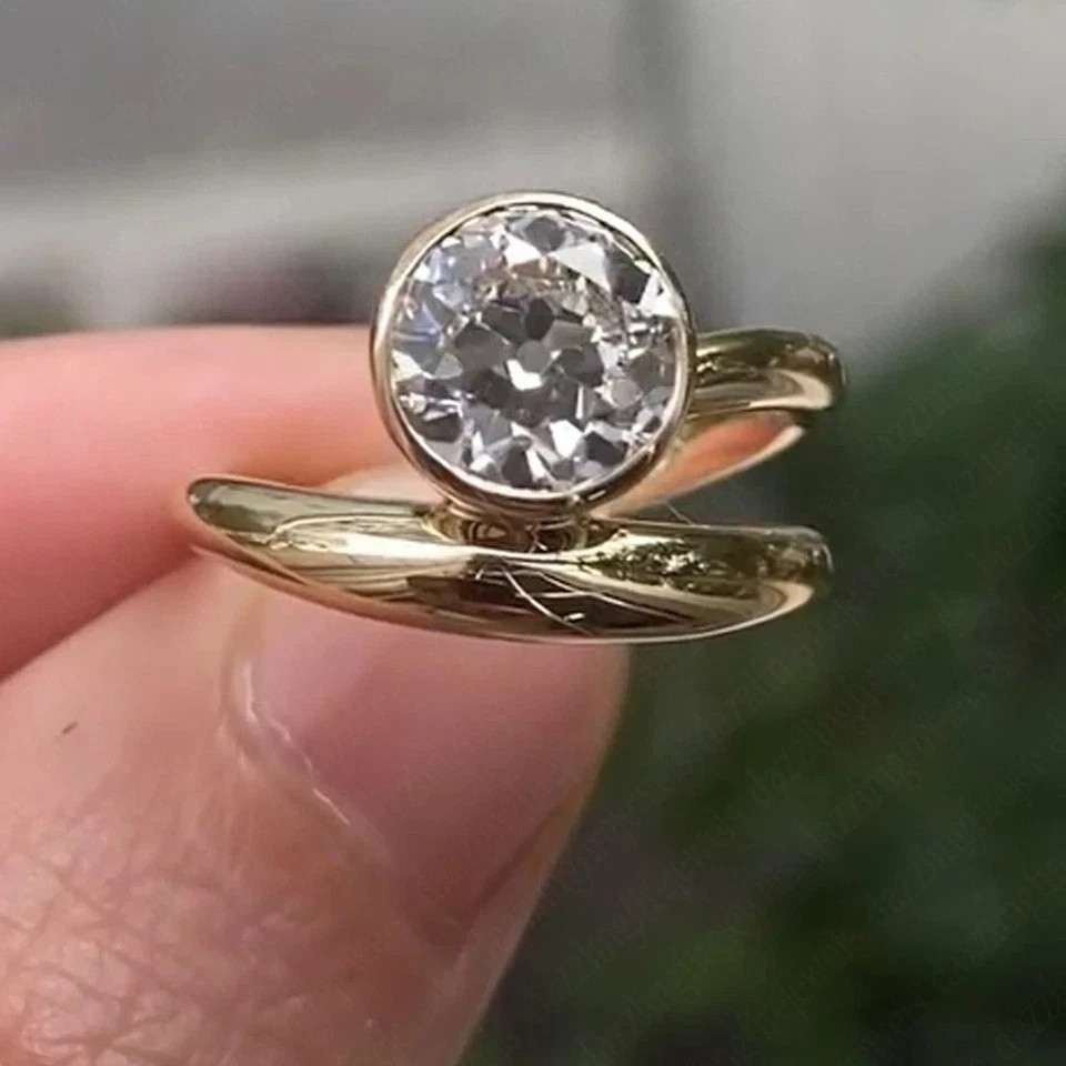 4 CT Round F-VS1 Lab Grown Diamond Women Wedding Band Ring 14K Yellow Gold IGI