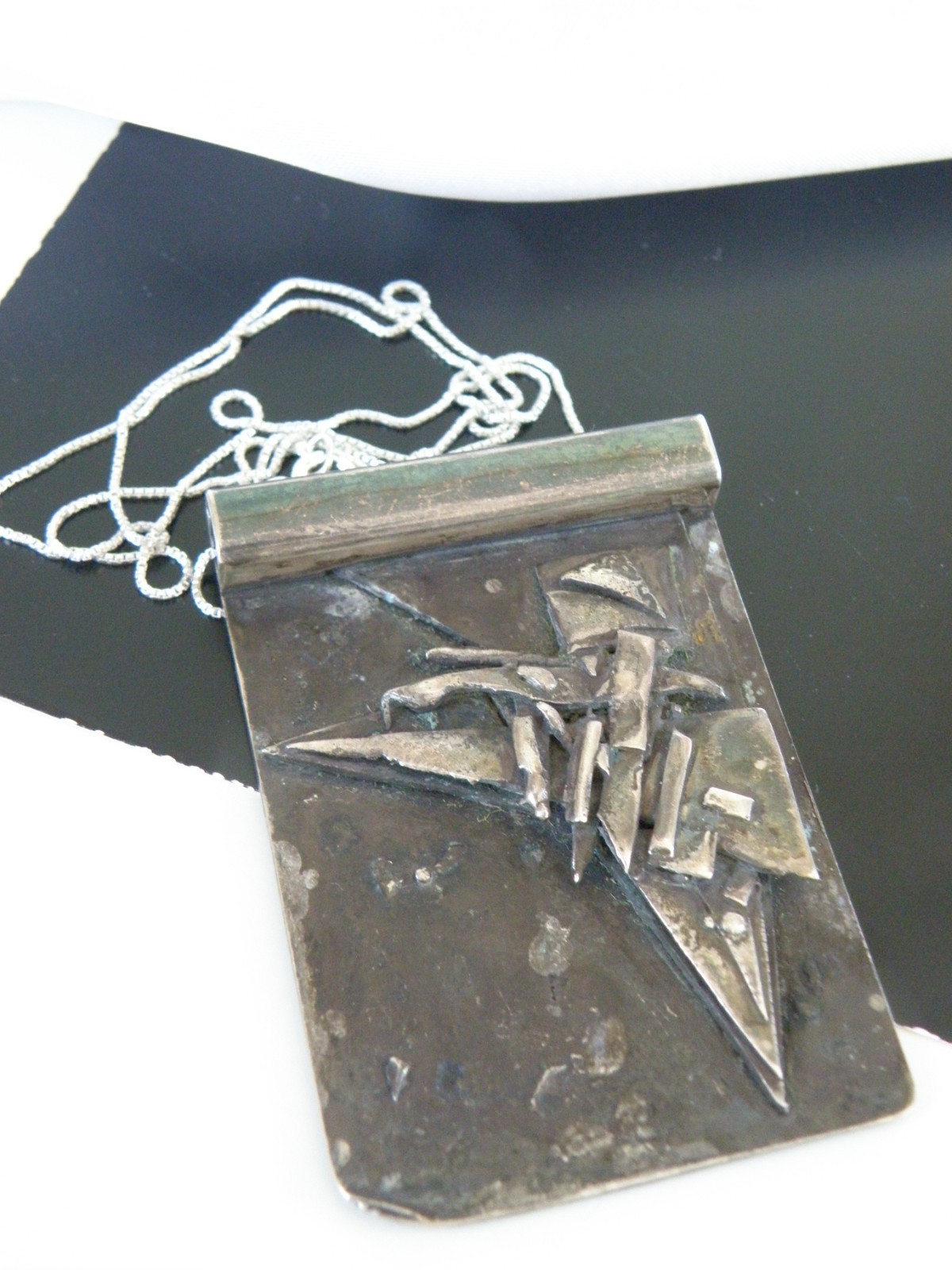 Vintage Brutalist Sterling Silver 925 Studio Huge Pendant Necklace