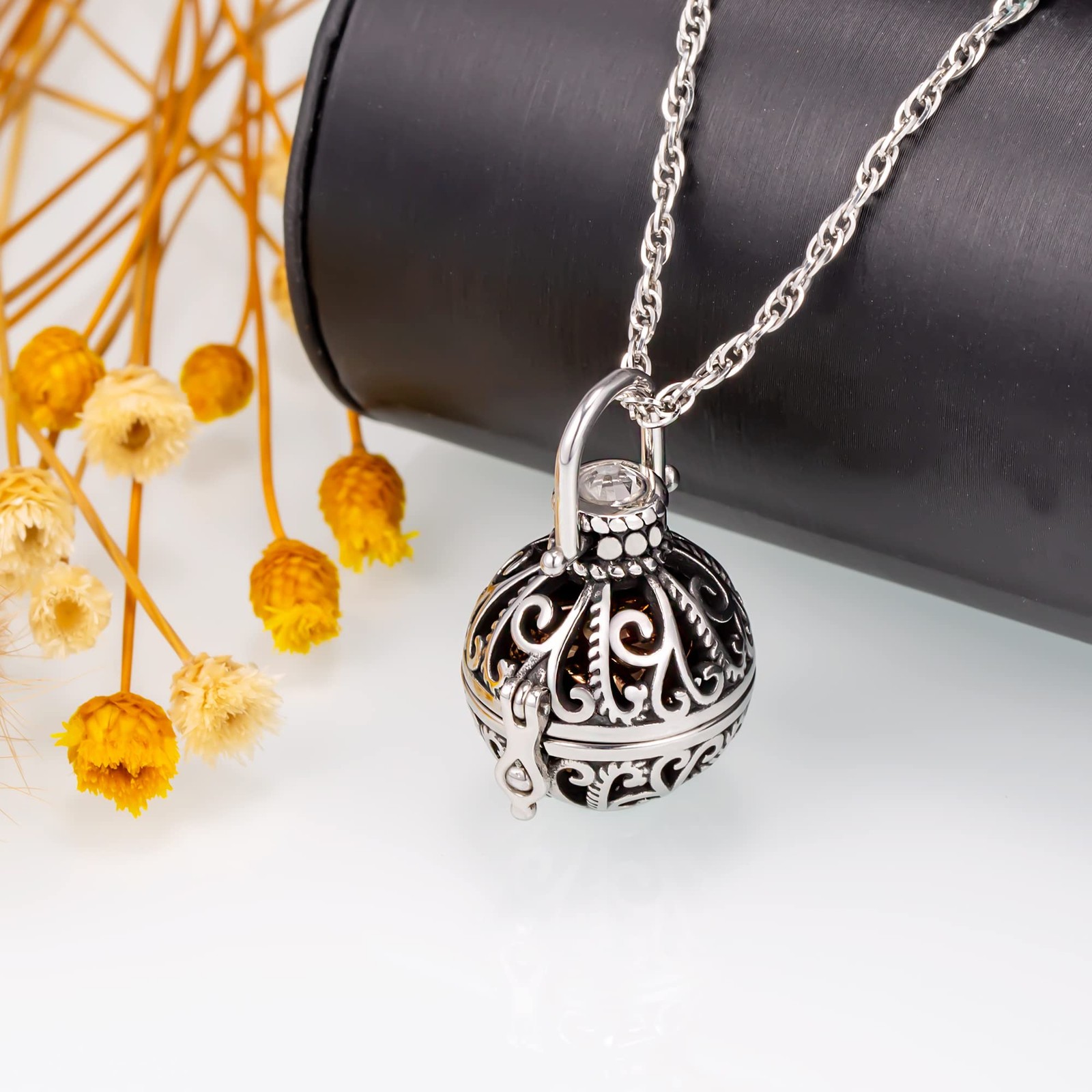Cremation Urn Necklace with Inner Jar, Keepsake Locket Memorial Jewelry