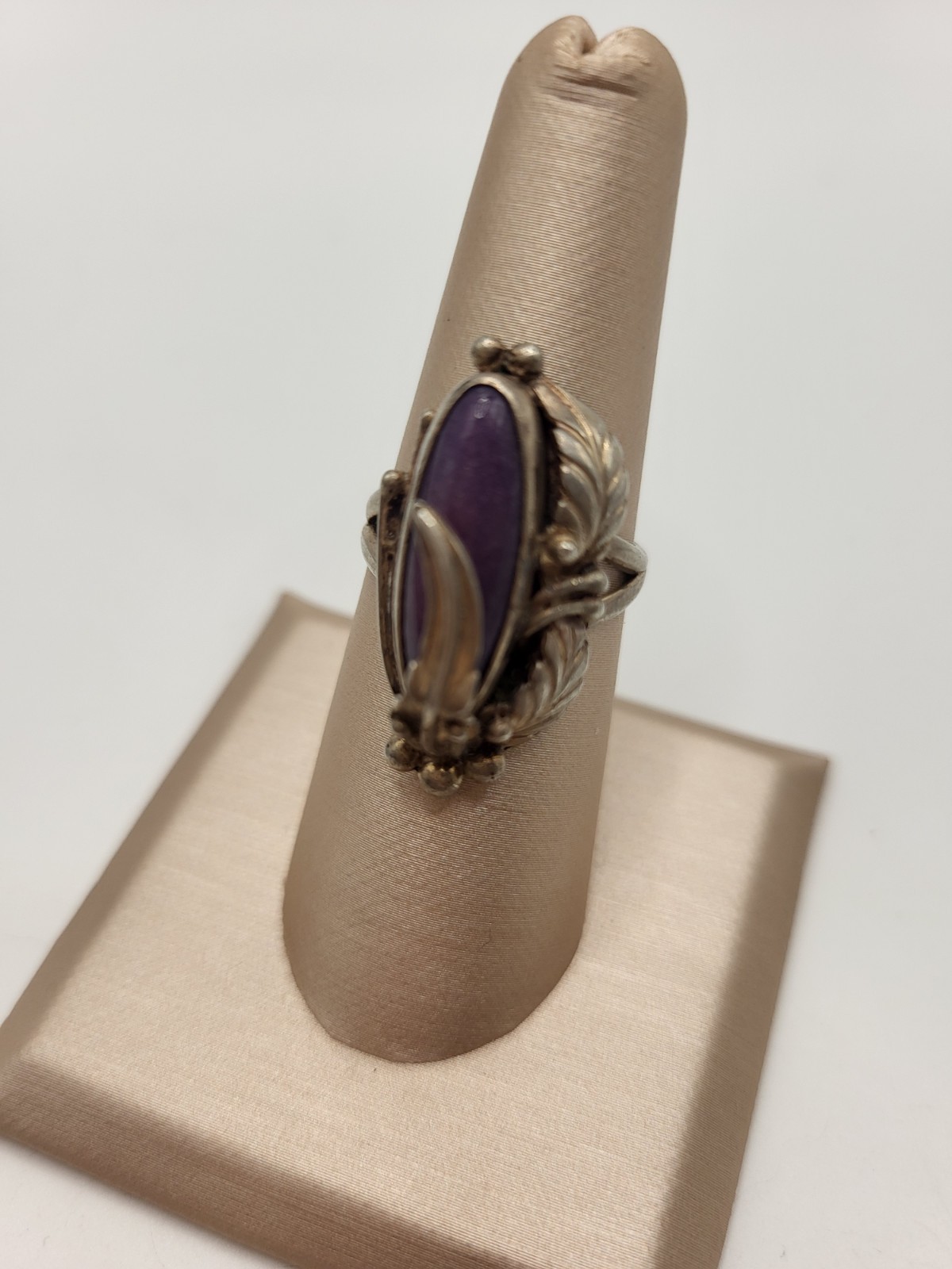 GEORGE NAKAI Navajo Sterling Silver Sugilite Ring Native American Leaf Sz 6 3/4