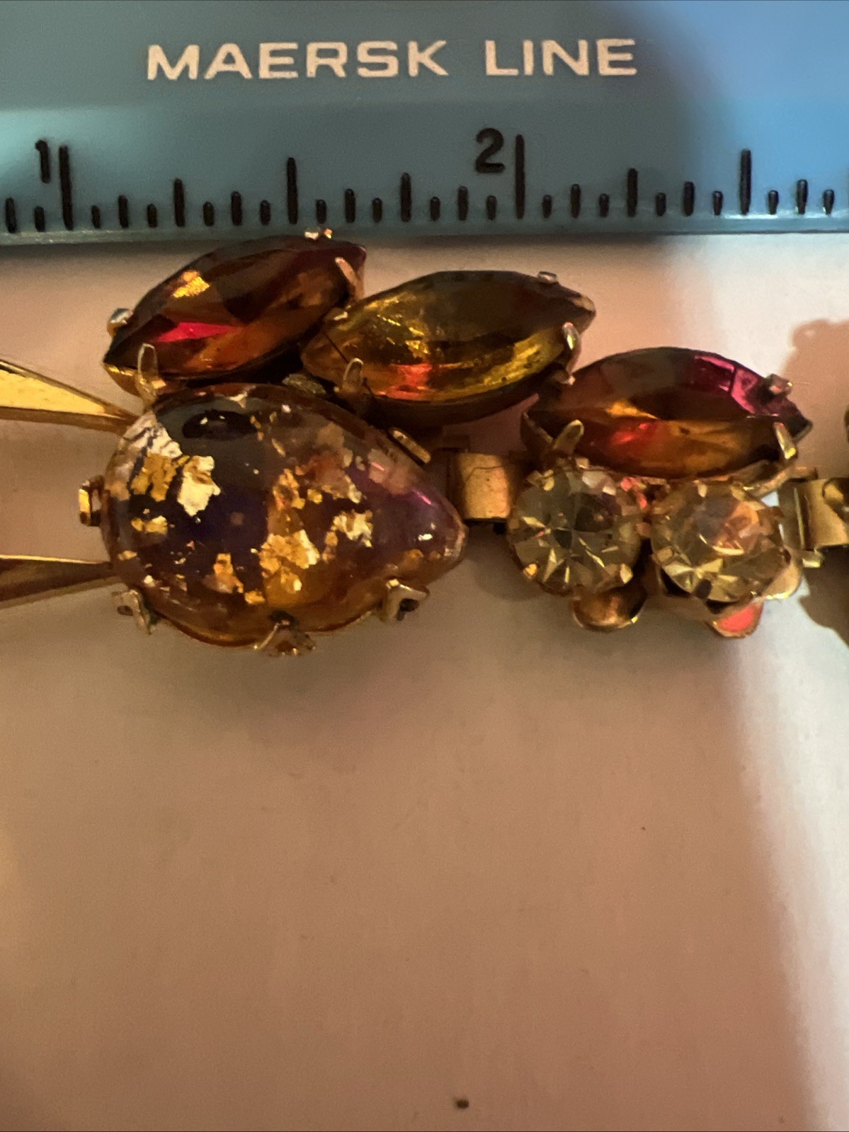 Juliana Delizza Elster Topaz AB Glass Rhinestone Gold Tone Bracelet *FOR REPAIR