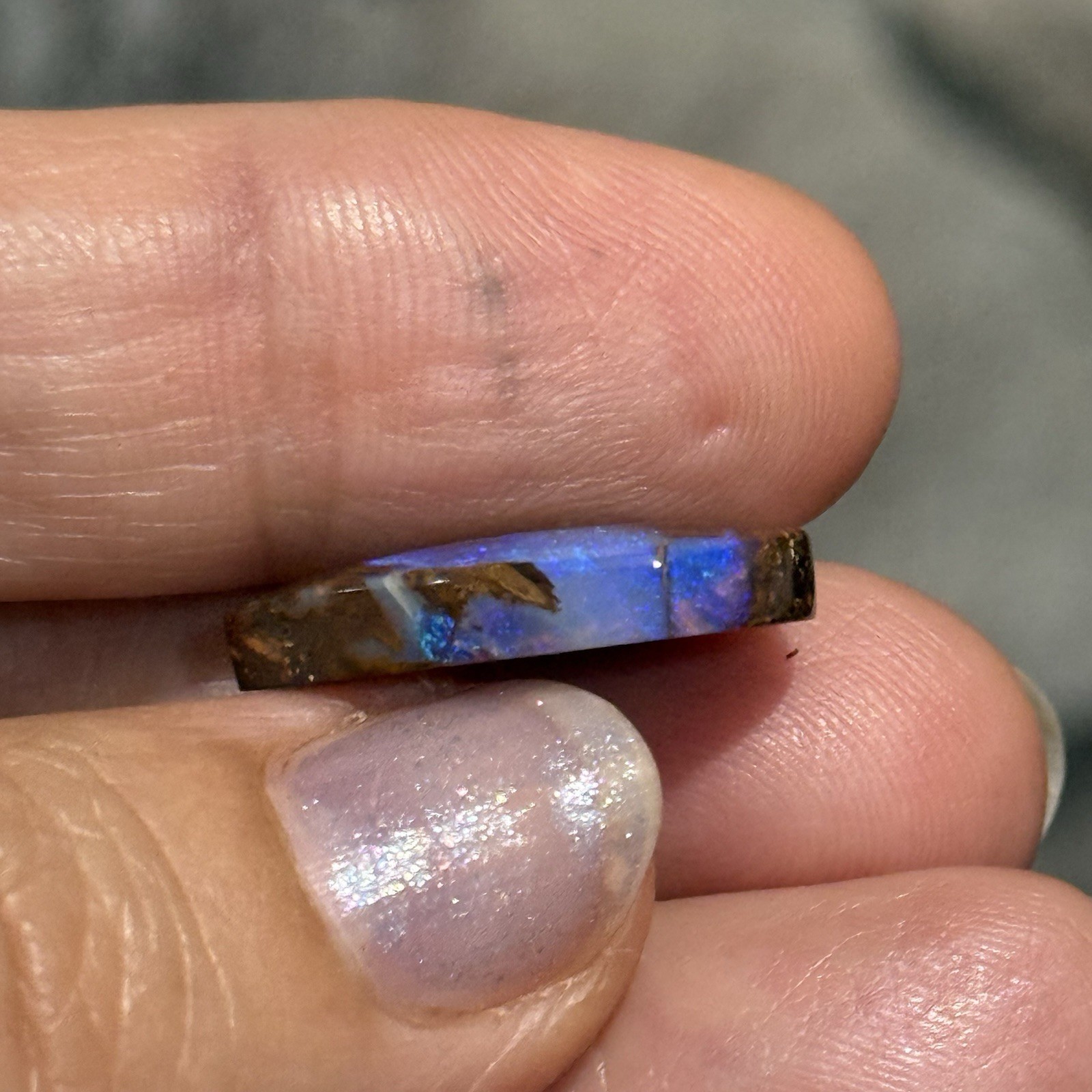 7.8ct 20.5×11.8×4.3mm Purple Crystal Pipe Australian Boulder Opal Cabochon Gem