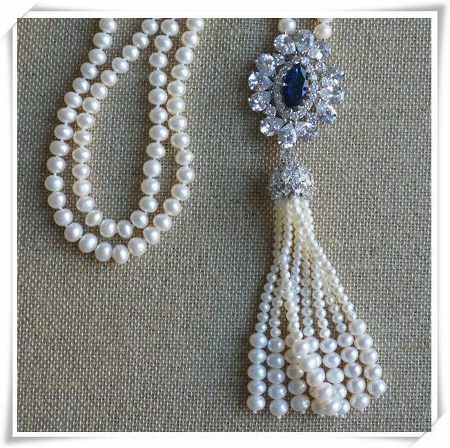 30″ AAA 7-3MM SOUTH SEA NATURAL White PEARL NECKLACE