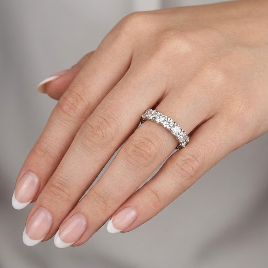 18K Gold Eternity Wedding Ring Classic 3.50 Carat Round Lab-Grown Diamond E VVS2