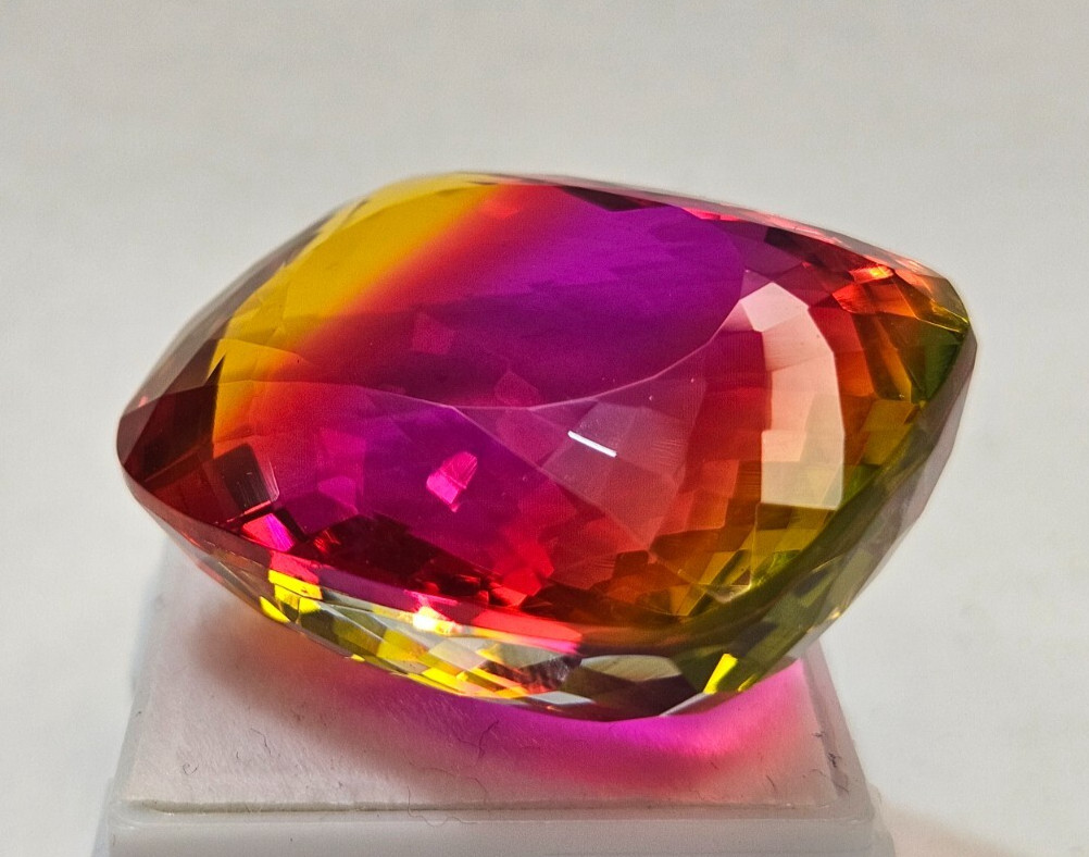 Natural Bi-Colour Ametrine Cushion Cut CERTIFIED 88+ Ct Loose Gemstone