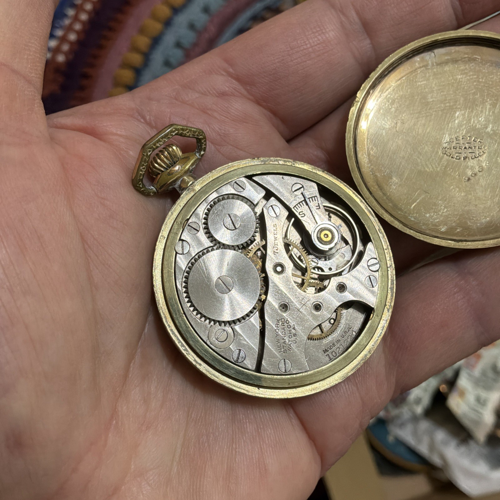 1925 New York Standard Watch Co. Grade 173 GF 12s 7J Pocket Watch Working