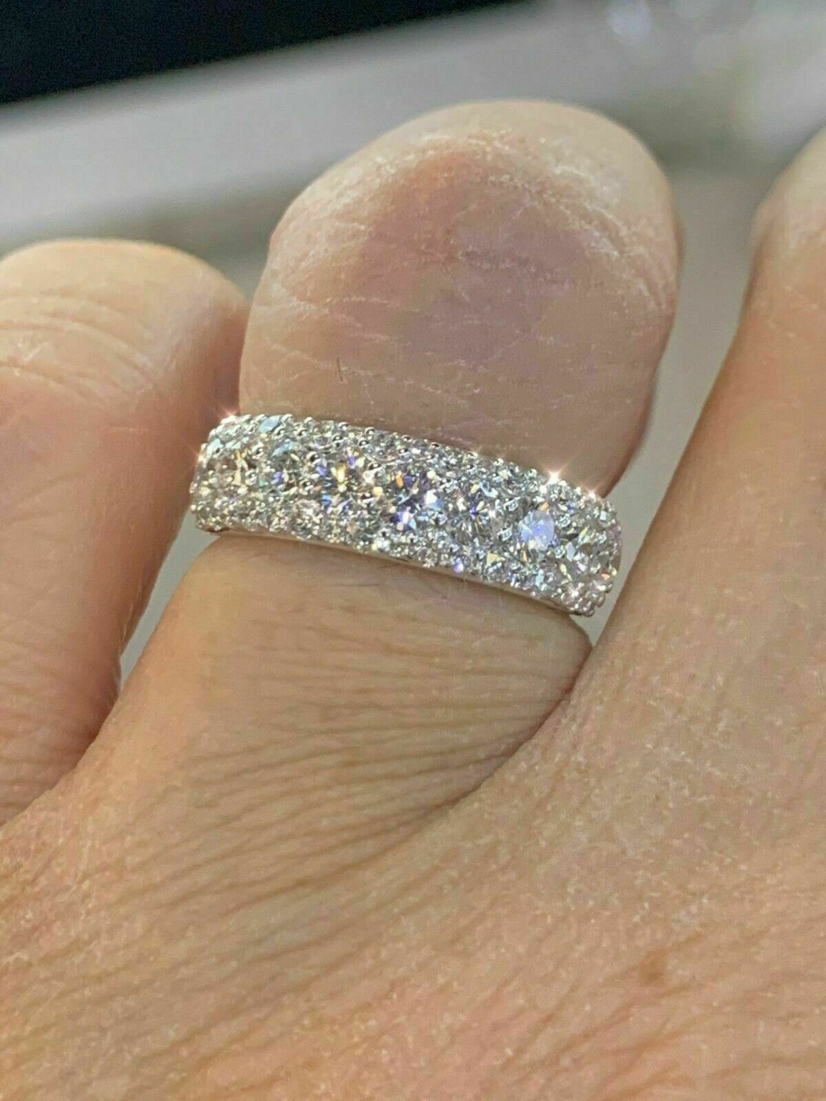 1.80Ct Round Cut lab created Diamond Eternity wedding Band 14K White Gold Over