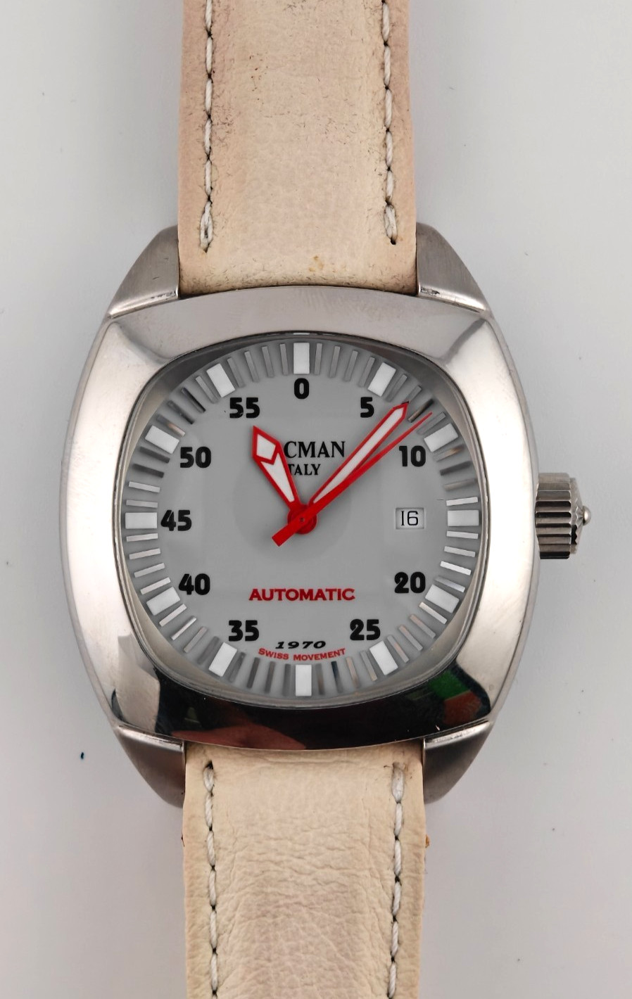 Locman 1970 Automatic Swiss Movement – Condition NOS Label White Red