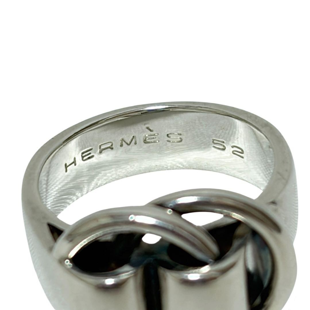 HERMÈS Deux Anneaux Ring SV925 Silver #52 (Size 12) Auth Used