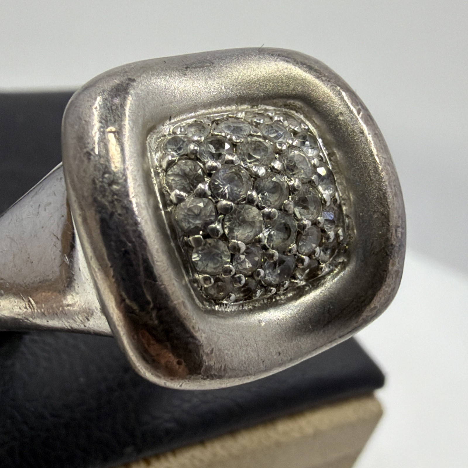 Gabriel & Co Sterling Silver White Sapphire Pave Cushion Ring Size 7