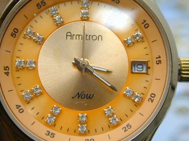 ARMITRON NOW ROSE GOLD TONE RUNS PEFECT IN FINE CONDITION AS PICTURED 39 X 32 MM