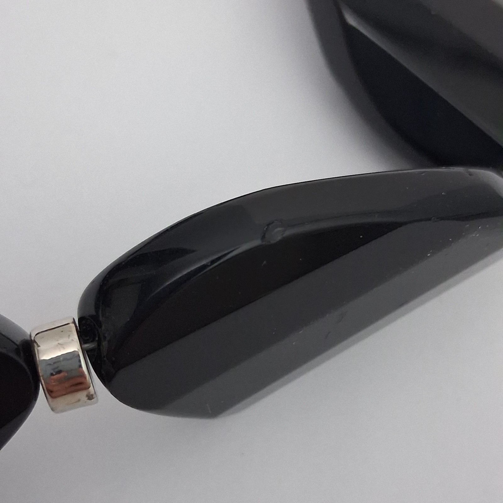 VINTAGE 80’s Jet Black Glass Faceted Bead Statement 114g Piece Necklace 17.5″
