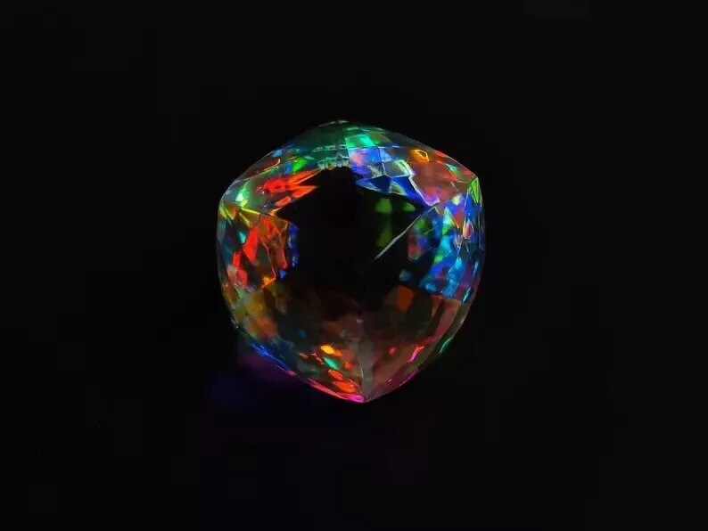 Cube Cut Mystic Topaz Rainbow Colour Natural Loose Certified Gemstone 70+ Ct
