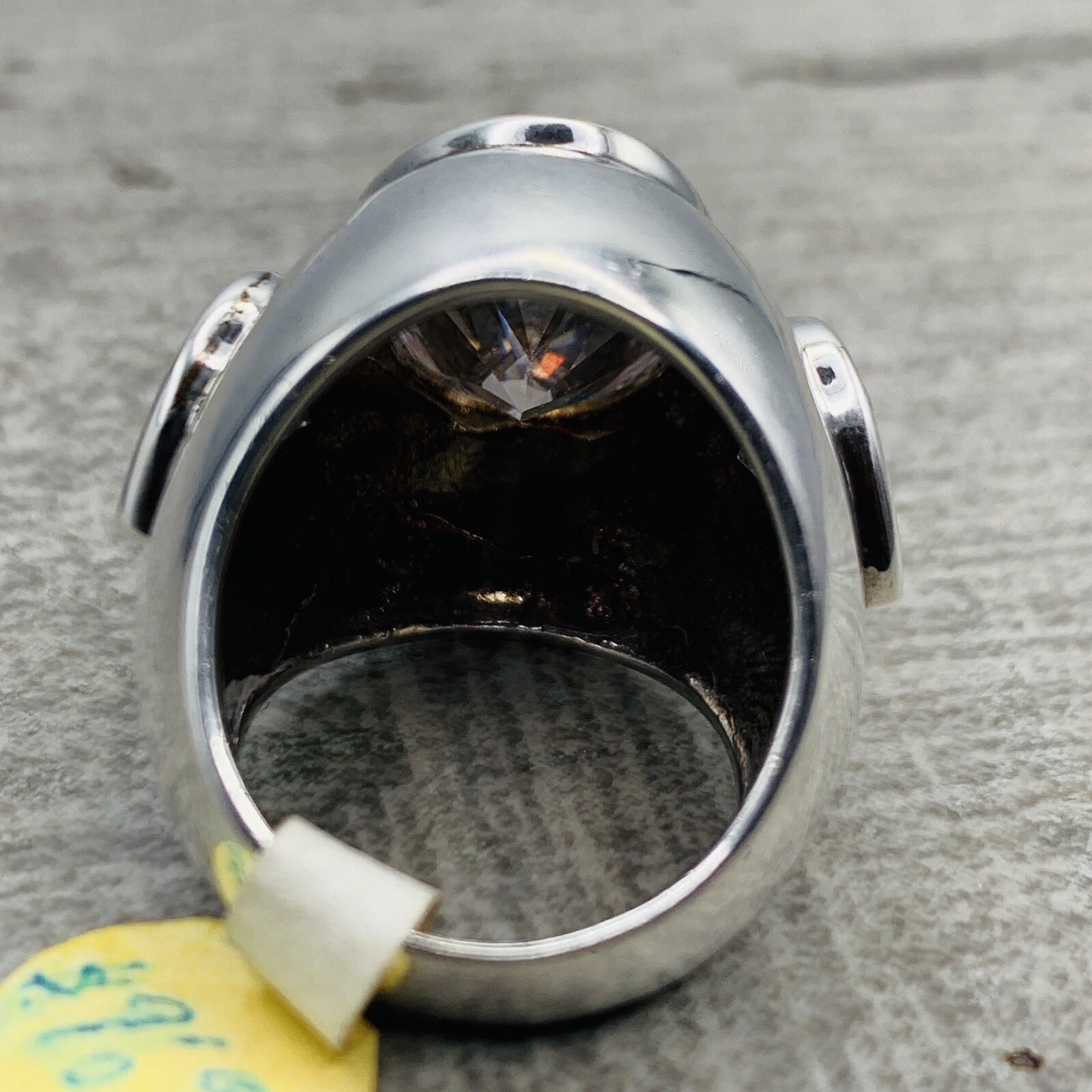 Vintage 925 Sterling Silver Modernist Contemporary Ring Oval Pear CZ MSRP $96