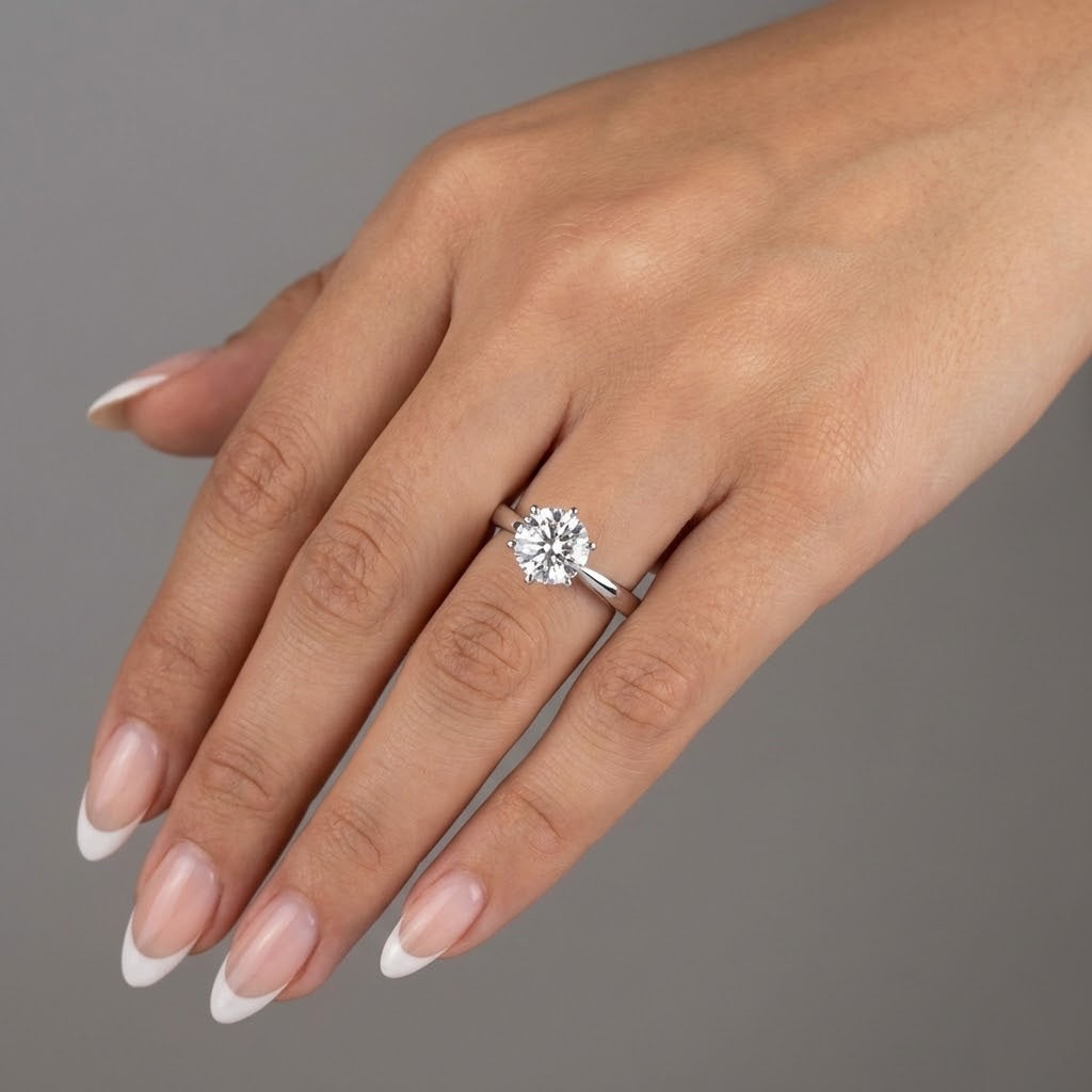 Classic Solitaire Engagement Ring Platinum 1.39 CT Round Lab-Grown Diamond E VS2