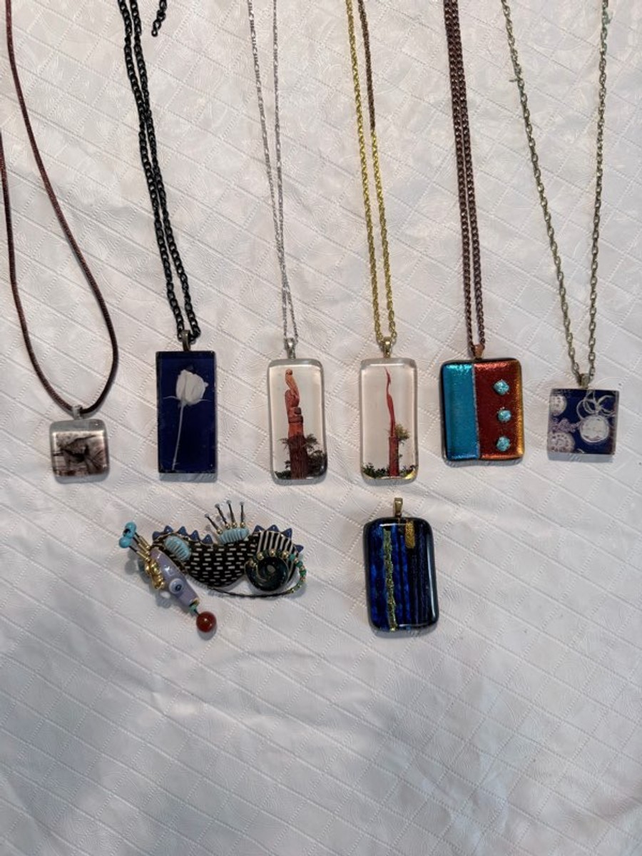 Assorted Handmade Artisan Glass & Resin Pendant Necklaces