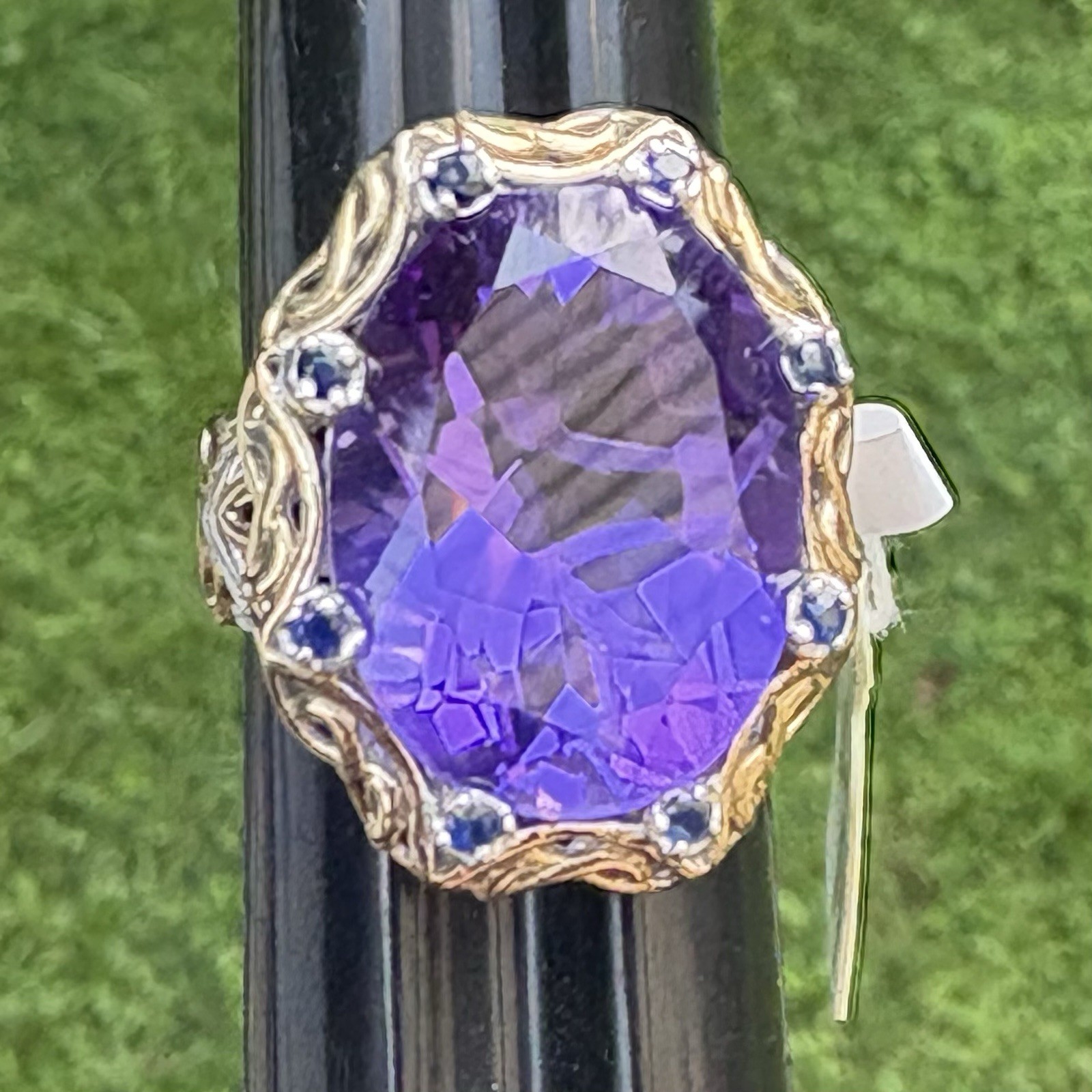 Michael Valitutti Gems en Vogue Amethyst Ring Sterling Silver Palladium Sz 8 NH