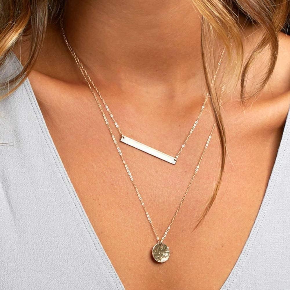 Handmade Dainty Layered Choker Necklace Set – Simulated Pearl & Y Pendant