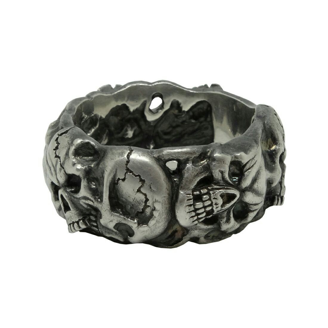Sterling Silver Skull Band Memento Mori Men’s Masonic Ring Biker