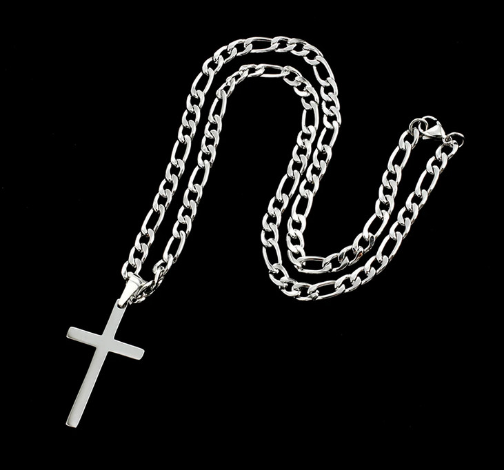 LARGE 2″ CROSS pendant 925 STERLING SILVER 4 MM ITALIAN 24″ chain necklace men