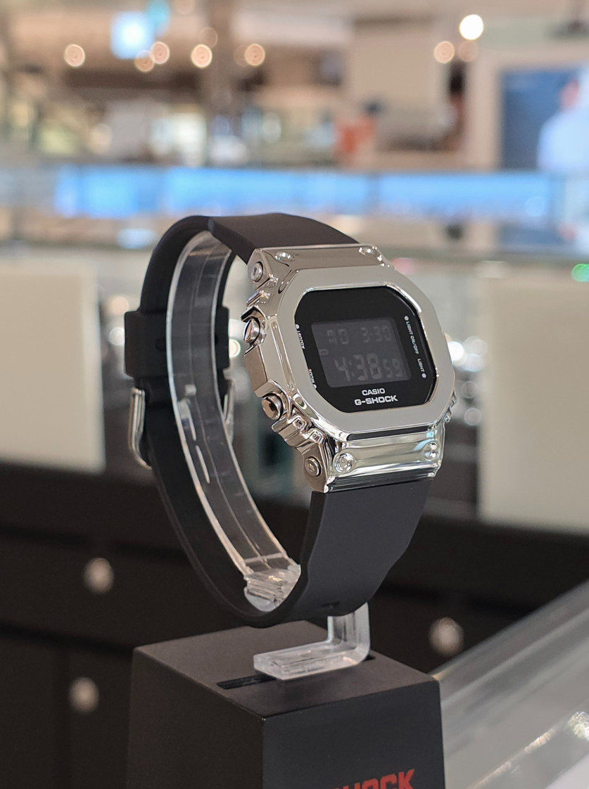 Casio G-Shock GM-S5600U-1DR Silver Metal Black Digital Watch 200M Compact