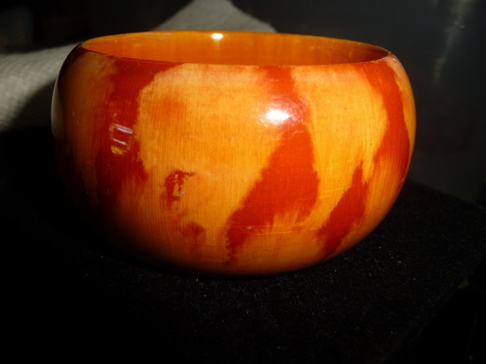 1 1/2” W BUTTERSCOTCH MABILIZED BANGLE INDIA BRACELET #29/26