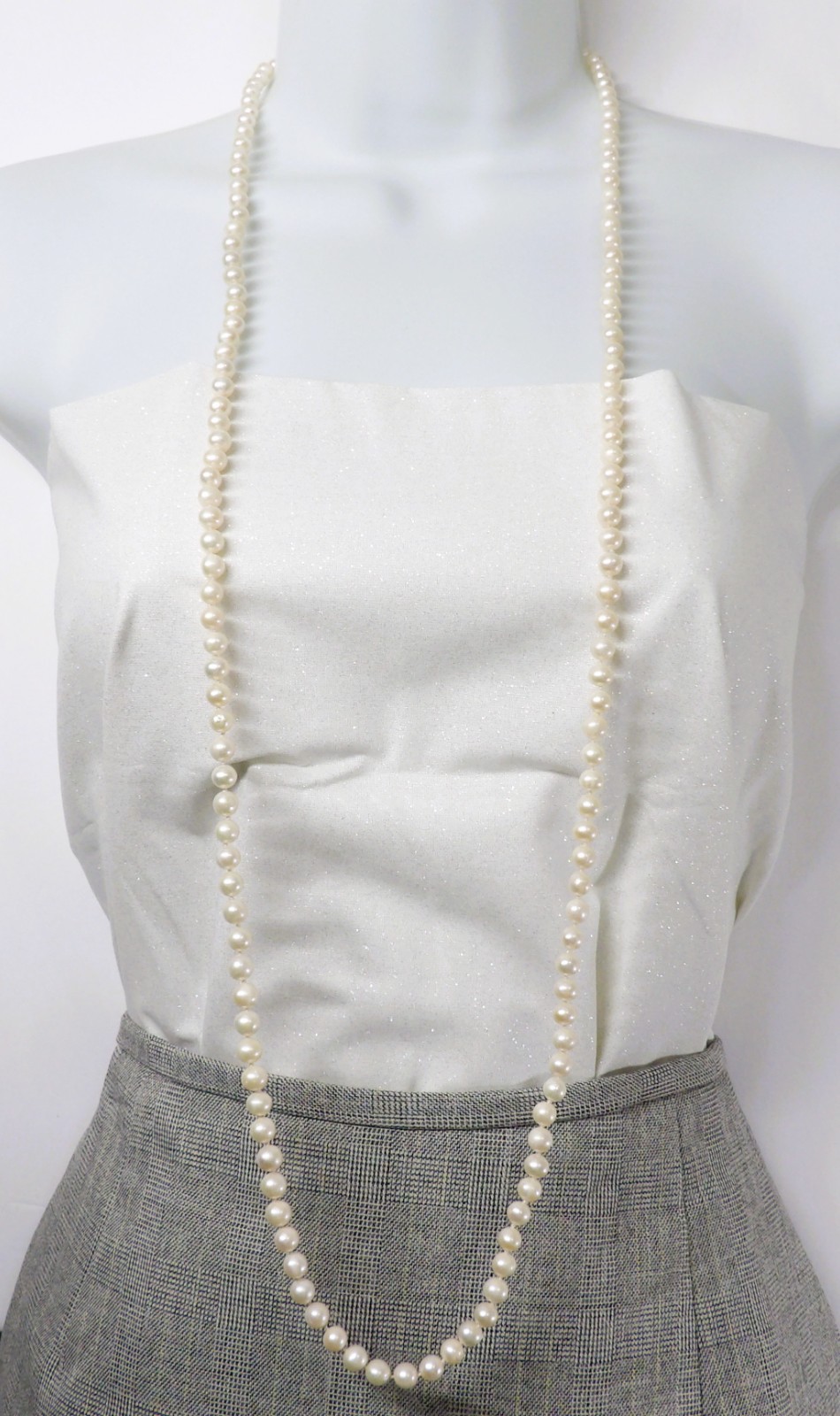 45 inches long white potato Cultured Freshwater Pearl Necklace Knotted NK802B